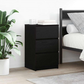 Bedside Cabinet Black Engineered wood 15.4x13.8x25.6 in