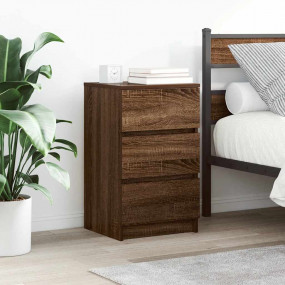 Bedside Cabinet Set of 2 Brown Oak Engineered Wood Smal...
