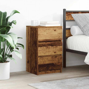 Bedside Cabinet Set of 2 Old Wood Engineered Wood
