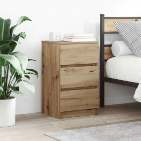Bedside Cabinet Set of 2 Artisan Oak Engineered Wood