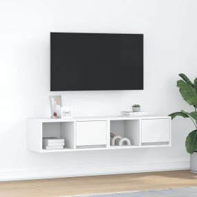TV Cabinet Set of 2 White Engineered Wood