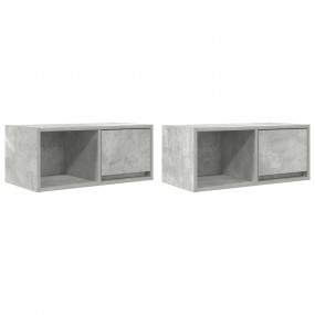 TV Cabinet Set of 2 Concrete Grey Engineered Wood