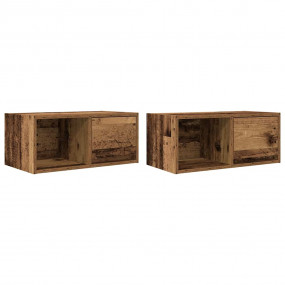 TV Cabinet Set of 2 Old wood Engineered wood TV Cabinet
