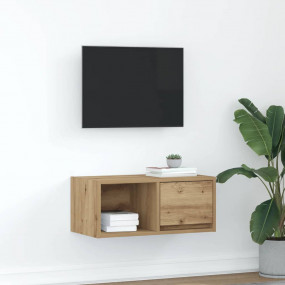 TV Cabinet Artisan Oak Engineered Wood Compact TV Cabin...