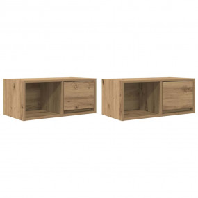 TV Cabinet Set of 2 Artisan Oak Engineered wood Compact