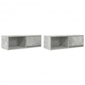 TV Cabinet Set of 2 Concrete Grey Engineered Wood Mediu...