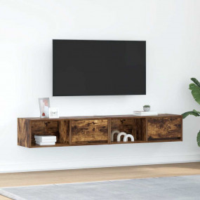 TV Cabinet Set of 2 Smoked Oak Engineered Wood