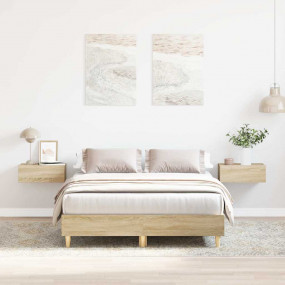 Bed Frame Sonoma Oak Engineered wood, Solid eucalyptus ...