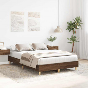 Bed Frame Brown Oak Engineered wood, solid eucalyptus w...