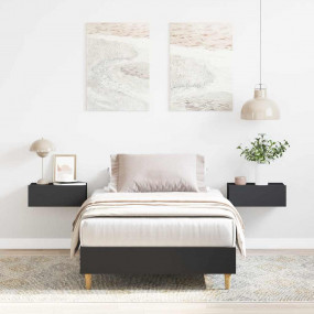 Bed Frame Black Engineered wood, solid eucalyptus wood,...