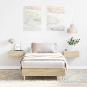 Bed Frame Sonoma Oak Engineered Wood, Solid Eucalyptus ...