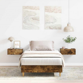 Bed Frame Smoked Oak Engineered wood, Solid eucalyptus ...