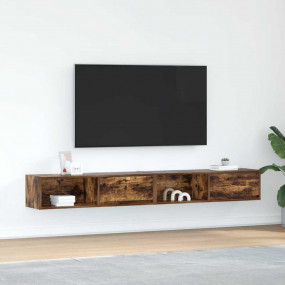 TV Cabinet Set of 2 Smoked Oak Engineered wood Medium