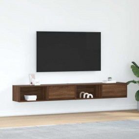 TV Cabinet Set of 2 Brown Oak Engineered Wood