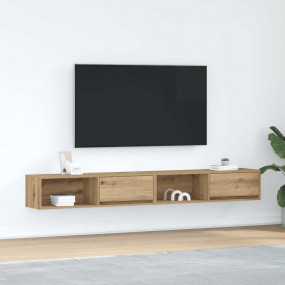 TV Cabinet Set of 2 Artisan Oak Engineered Wood TV Cabi...