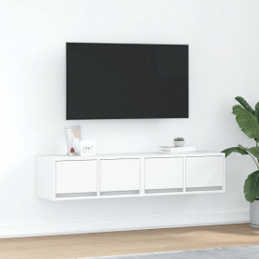 TV Cabinet Set of 2 White Engineered wood
