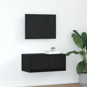 TV Cabinet Black Oak Engineered Wood Medium TV Cabinet