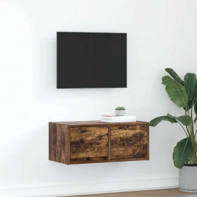 TV Cabinet Smoked Oak Engineered Wood Compact TV Cabine...