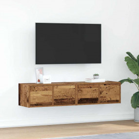 TV Cabinet Set of 2 Old Wood Engineered Wood Medium TV ...
