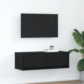 TV Cabinet Black Oak Engineered Wood Standard TV Cabine...