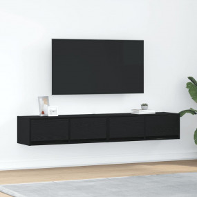 TV Cabinet Set of 2 Black oak Engineered wood Medium TV...
