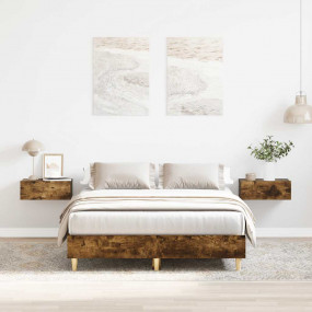 Bed Frame Smoked Oak Engineered Wood Small Double Durab...