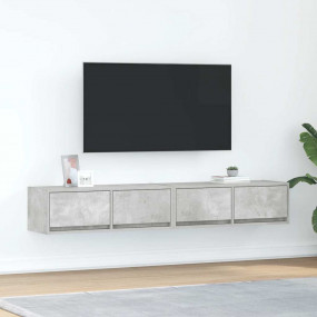 TV Cabinet Set of 2 Concrete Gray Engineered Wood Mediu...