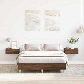 Bed Frame Brown Oak Engineered wood Small Double Durabl...