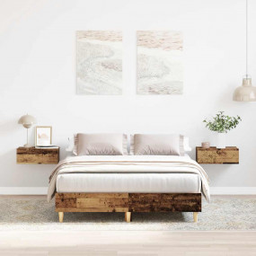 Bed Frame Old Wood Engineered Wood, Solid Eucalyptus Wo...