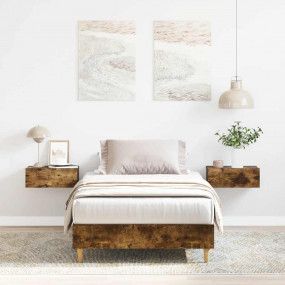 Bed Frame Smoked Oak Engineered Wood, Solid Eucalyptus ...