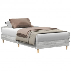 Bed Frame Grey Sonoma Engineered Wood, Solid Eucalyptus...