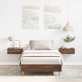 Bed Frame Brown Oak Engineered wood Twin Durable Bed Fr...