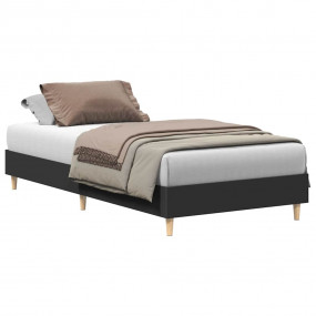Bed Frame Black Engineered wood, solid eucalyptus wood,...