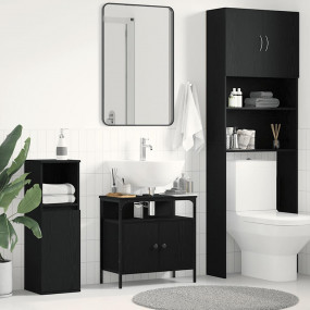 Bathroom Sink Cabinet Black Oak Engineered Wood, Steel