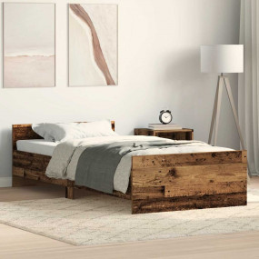Bed Frame Old wood Engineered wood, solid pinewood, ply...