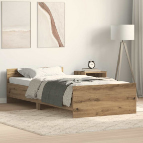 Bed Frame Artisan Oak Engineered wood, Solid pinewood, ...
