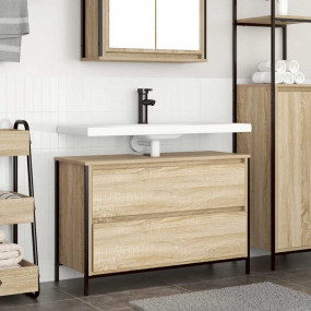 Bathroom Basin Cabinet Sonoma Oak Engineered Wood Mediu...