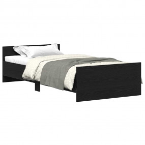 Bed Frame Black Oak Engineered Wood, Plywood, Solid Pin...