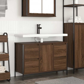 Basin Cabinet Brown oak Engineered wood, steel 35.4x13....