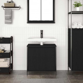 Bathroom Basin Cabinet Black Engineered wood, steel