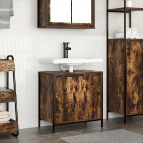 Bathroom Basin Cabinet Smoked oak Engineered wood 23.6 ...