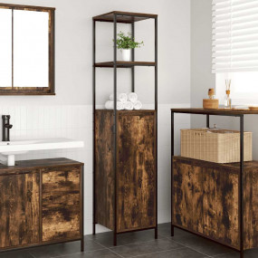 Bathroom Cabinet Smoked oak Engineered wood, steel Medi...