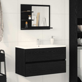 Bathroom Mirror Black Oak Engineered Wood, Mirror Mediu...