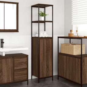 Bathroom Cabinet Brown Oak Engineered wood Medium Adjus...