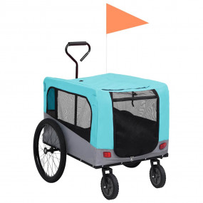 Pet Bike Trailer Blue and Grey Oxford fabric, steel, me...