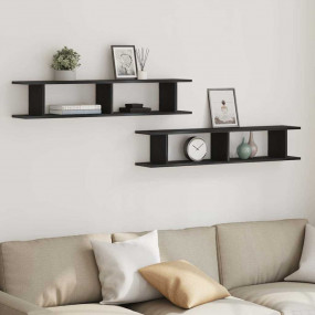 Wall Shelf Set of 2 Black oak Engineered wood 41.3 x 7....