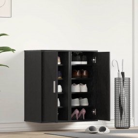 Shoe Cabinet Set of 2 Black Oak Engineered Wood Compact