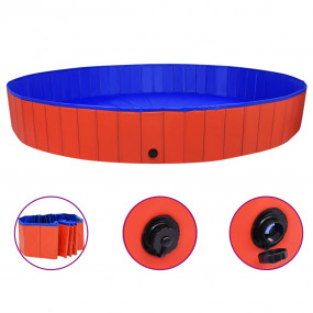 Dog Swimming Pool Red PVC Diameter 118.1 in x Height 15...