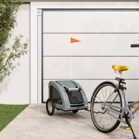 Pet Bike Trailer Grey Oxford Fabric, Iron, PVC Medium C...