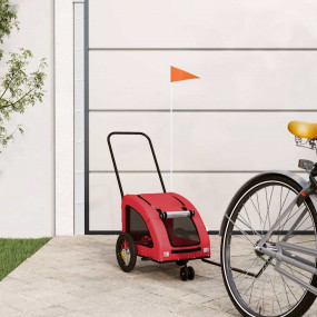 Pet Bike Trailer Red Oxford Fabric and Iron Small Colla...